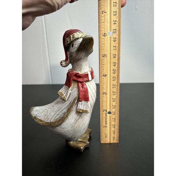 Tii Collections Christmas Goose with Scarf Figurine Resin~Wood Grain Look - Picture 12 of 12